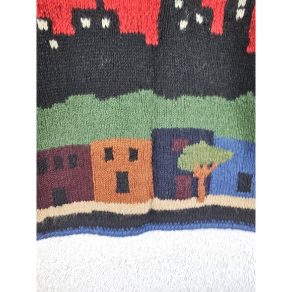 VTG Newari Cardigan Sweater Hand Knitted Nepal Chunky City Scapes Women's L/XL - Picture 16 of 16